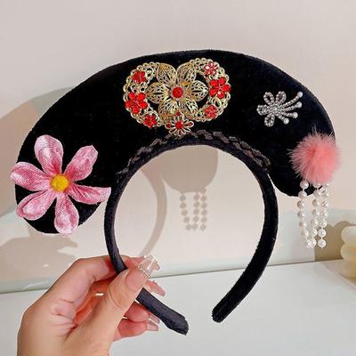 Alter königlicher Hofkönigin-Prinzessin-Stirnband-Kopfschmuck, klassischer Hanfu-Cheongsam-Haarreifen-Zubehör
