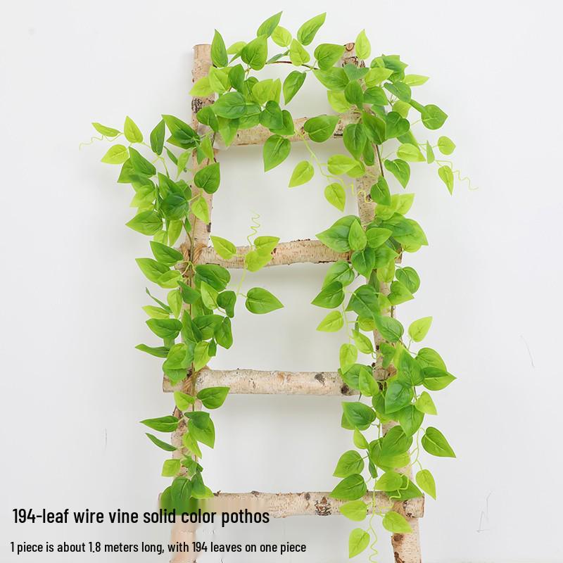 Artificial Rattan Green Pothos Leaf Vine: Decorative Plastic Plant for Ceiling or Home Décor