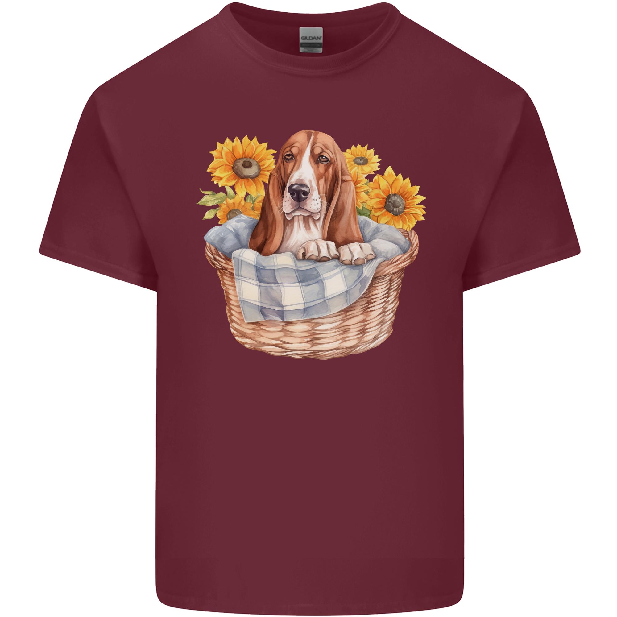 Basset Hound Dog in His Basket Unisexs Light Cotton TShirt S