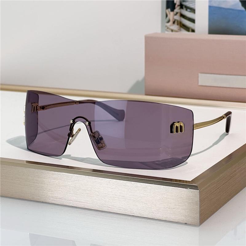 

2026 Без ободка Изогнутые Авиаторы Оверсайз Женские Солнцезащитные Очки с Защитой от УФ Standard фиолетовый