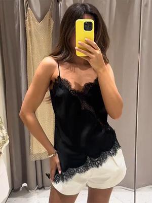 Débardeur Camisole en Dentelle pour Femme Mode et Polyvalent Sans Manches 2026 Nouveau Modèle