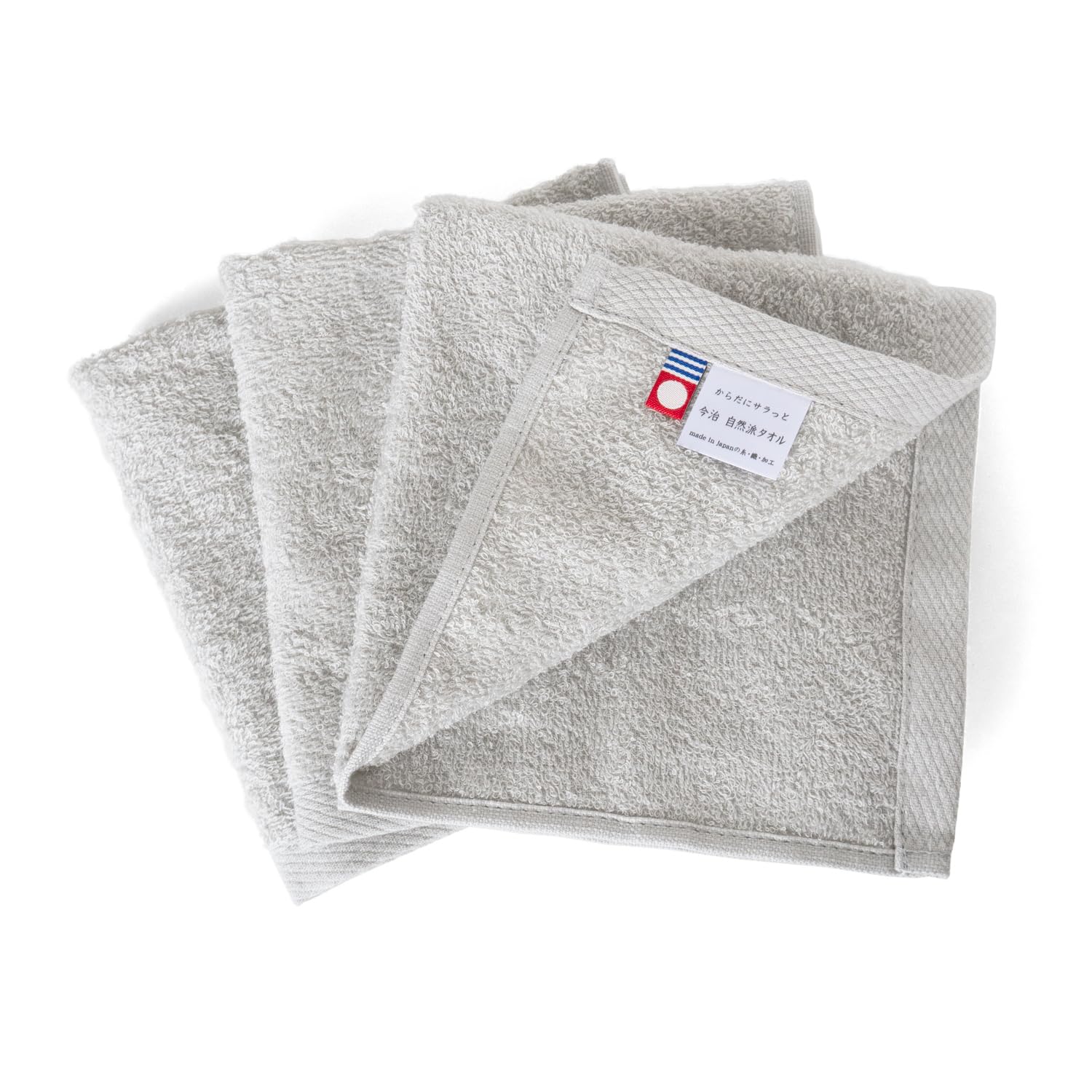 

oruTa Imabari Hand Natural Towels for Face Wiping and Made in Indoor Cotton Towels, 3-Pack, Washing, Japan, Thin, Absorbent, Quick-Drying, Drying, серый