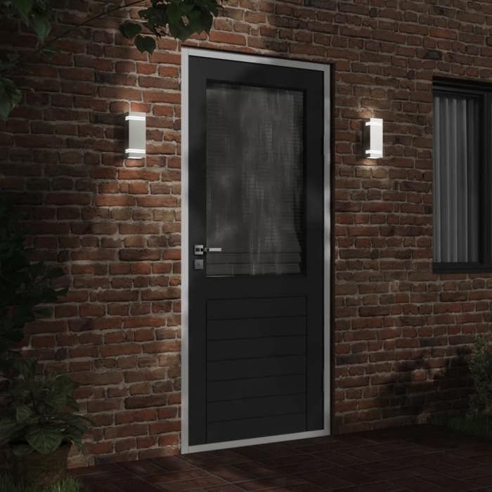 VidaXL Outdoor Wall Lights 2pcs Silver Stainless Steel, Outdoor Wall Lighting, Garden Wall Lamp, 4006323