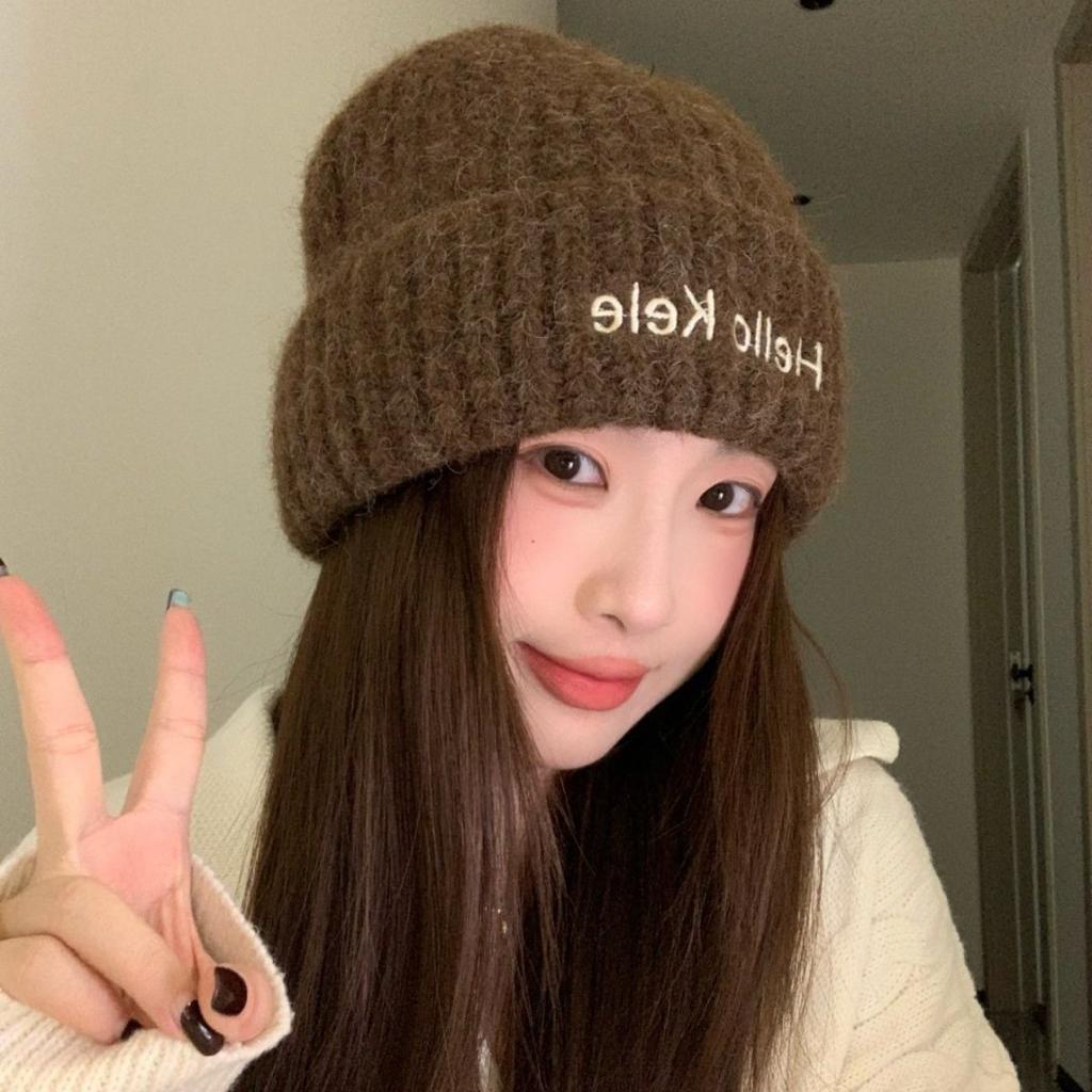 2025 New Alphabet Embroidery Fashion Hat Wool Hat Foreign Knitted Hat Premium Warm Versatile Cold Hat