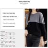 Women's Color Block Wool Sweater: Stylish Round Neck Loose Knit for Autumn & Winter