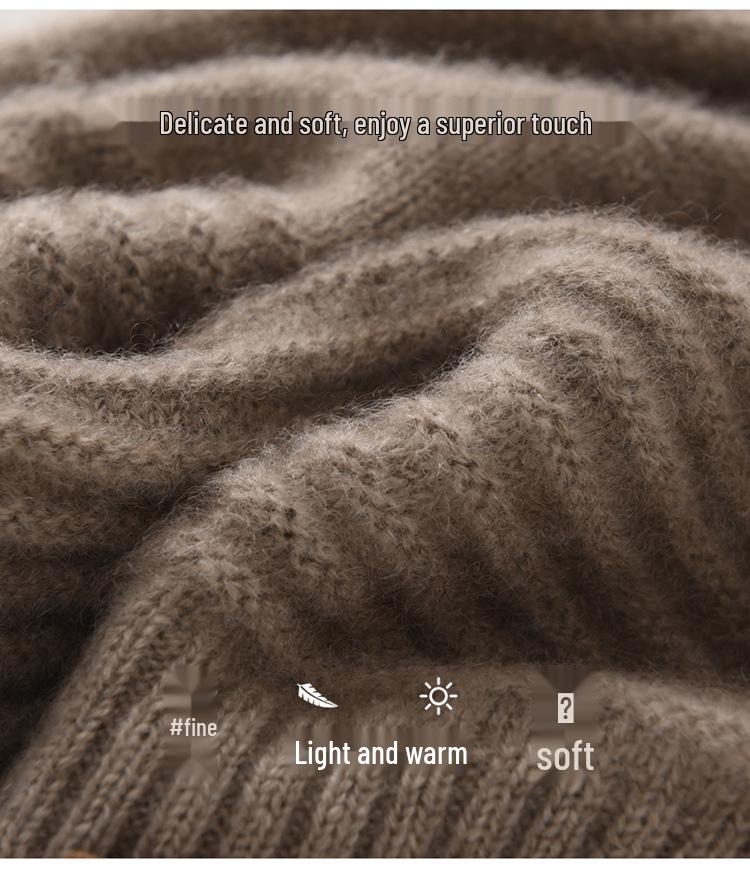 Unisex Thickened Solid Color Cashmere Hat - 100% Pure Cashmere, Seven-Needle, Autumn/Winter Style
