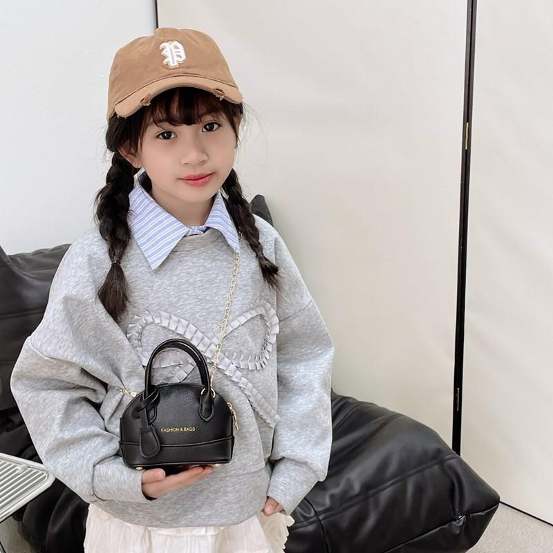 Color Unisex Solid Mini Pu Shell Bags Stitch Detail Children School Outings