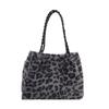 Street Style Leopard Print Plush Tote Bag With Magnetic Closure For Casual Daily Use