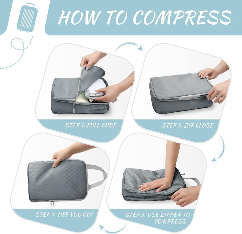 Compressible Travel Storage Bag Set: Large Capacity Suitcase Organizers & Digital Accessories