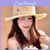 Summer Plant Flower Flat Top Sun Hat With Wide Brim For Beach Vacation And Sun Protection