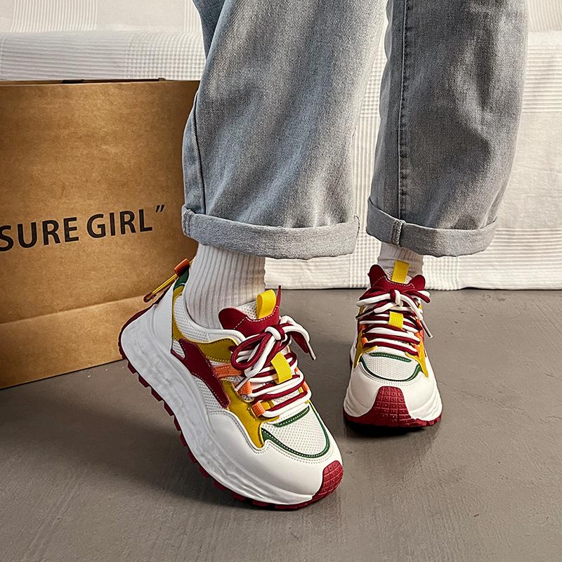 Waffle Forrest Gump shoes women's 2025 new autumn student sports shoes platform height increase running dad shoes 2503