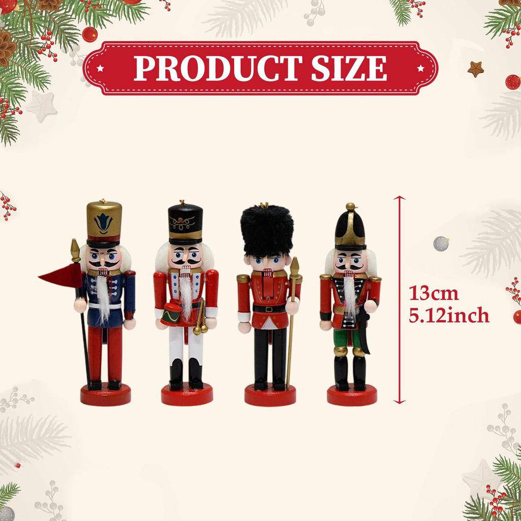 4 Pieces Christmas Nutcracker Hanging Ornaments Gift Arts Crafts Creative Wooden