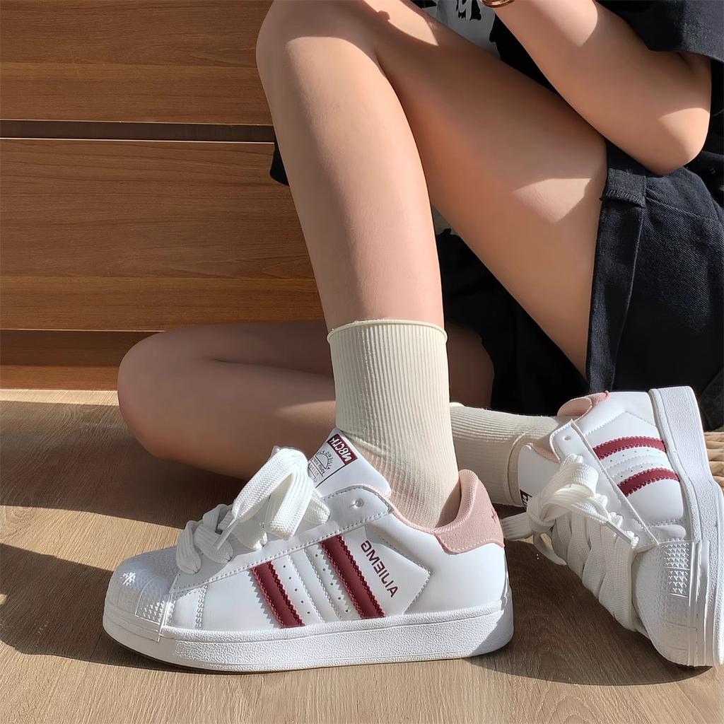 Hong Kong style shell head board shoes women's 2025 autumn new platform white shoes student versatile casual soft-soled sports shoes