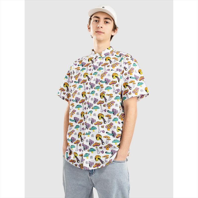 

Foreign Trade Original Order A. La * B Retro Mushroom over Print Shirts Loose Casual Slimming Hawaiian Short sleeve Shirt Fashion Mushrooms L