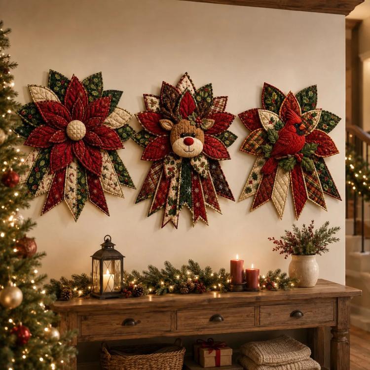Festlicher gesteppter Weihnachts-Türhänger DIY Nähset