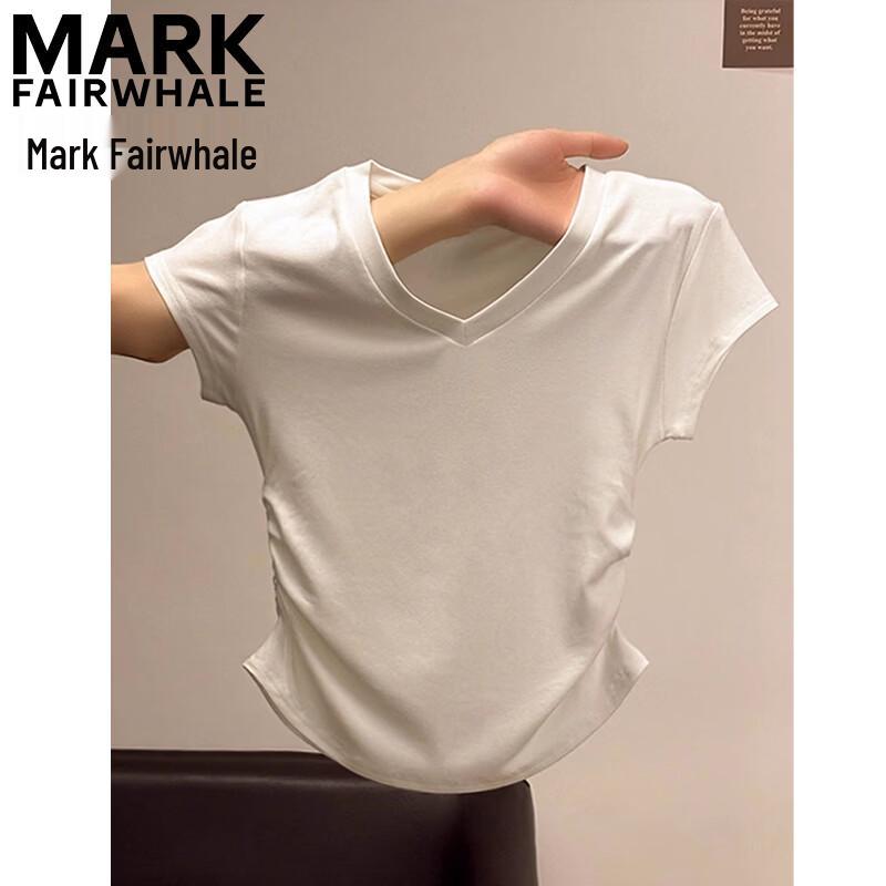 Mark Fairwhale Women s V-Neck Pleated Short Sleeve T-Shirt M