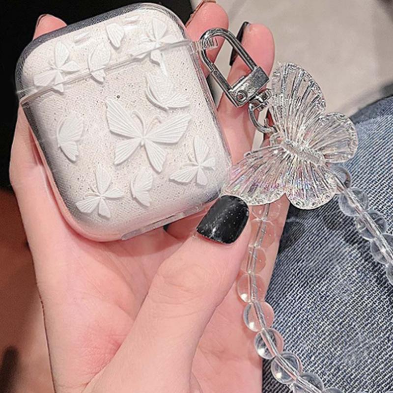 Glitter Butterfly Printing for AirPods Pro1 Apple 1 Generation Bluetooth Headset Cover AirPods 1 Protective Case