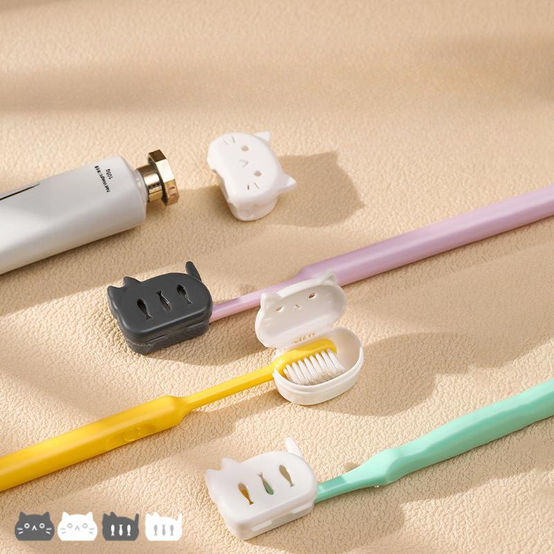 Husa Portabilă pentru Cap de Periuță de Dinți în Formă de Pisică, Capac Protector Antistropi, Clip Portabil din Plastic pentru Uz Casnic, Călătorii, Accesoriu Baie