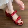 Women's Slope Slippers Summer New Round Head Open Toe Butterfly Knot Soft Sole Anti-slip Wear-resistant Sandals