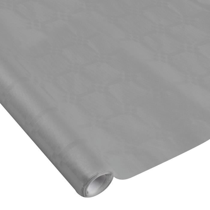 Nappe En Papier - Vitamina - Damasse - 1.18 X 5 M - Couleur Gris - Protection De Table