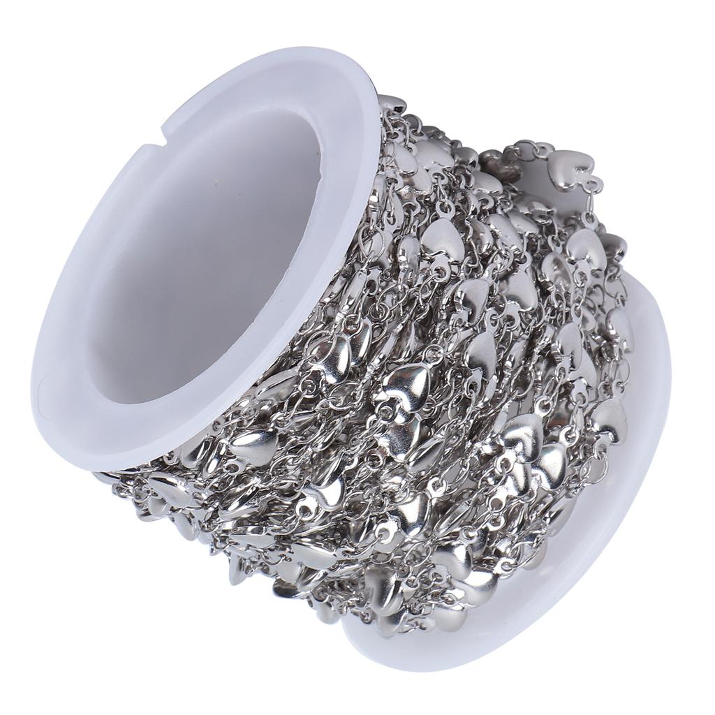 Pansarkedja Rostfritt Stål DIY Persikohjärta Typ 5m Rulle för Armband Halsband Smyckestillverkning