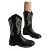 He Sui's same western cowboy boots women's 2024 new retro embroidered knight boots thick heel thick sole medium tube knight boots
