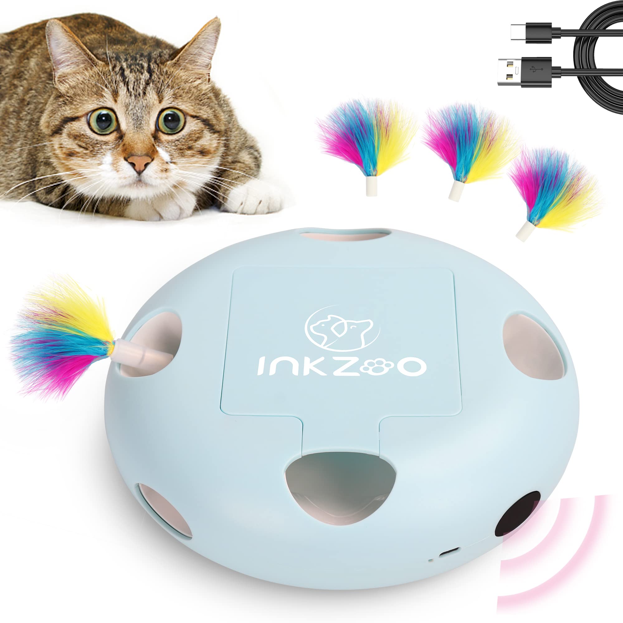 

2026 Cat Toys, Interactive Cat Toys for Indoor Cats, Smart Interactive Kitten Toy, Automatic 7 Holes Mice Whack-A-Mole синій