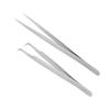 2Pcs Tweezers Eyelash Extension Straight Curved Anti Static Matte Stainless Steel Supplies