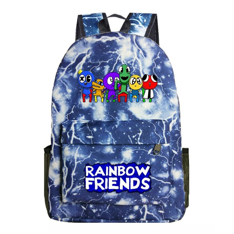 Rainbow Friends Cartoon School Backpack Kids Boys Girls Lightweight Oxford Fabric Bookbag With Ergonomic Shoulder Straps