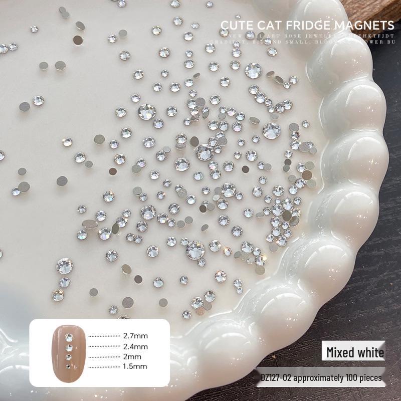 High-Quality Mini Flat-Bottom Rhinestones: Super Flash 33-Cut K9 Nail Art Decorations