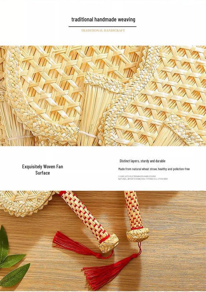 Durable Handmade Large Wheat Straw Palm Fan for Summer Household Use