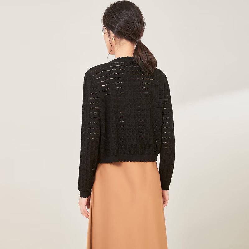 Women's V-Neck Silk Blend Lace Hollow Cardigan