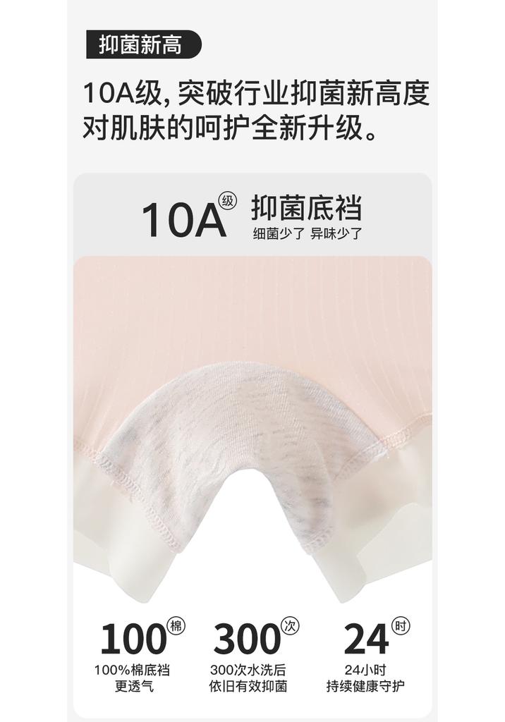 Fenteng 3-Pack Women's Antibacterial Cotton Crotch Underwear