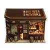 DIY Corner Tavern House Wooden Miniature Model Kit 3D Puzzle with Light Furniture Doll Houses Cottage for Friends Birthday Gifts
