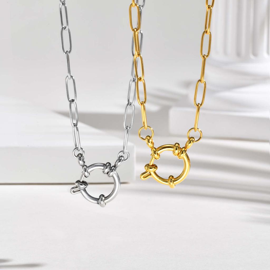 Exquisite Rectangular Chain Necklace for Women,Stainless Steel Bubble Buckle Necklaces,Fashion Jewelry Gifts