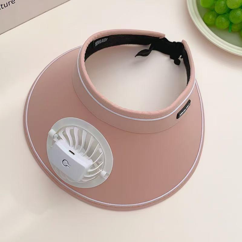 Wide Brim Outdoor Summer Sun Protection Hat with USB Fan Cooling Cap for Hiking Camping
