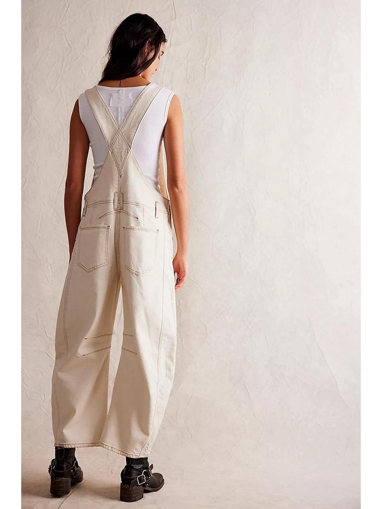 European & American Retro Washed Loose Straight-Leg Denim Overalls