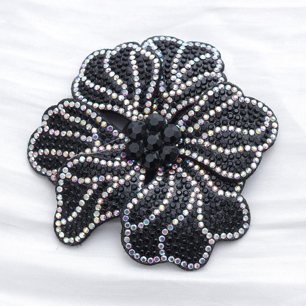 DIY Craft Rhinestone Flower Patches Sparkling Rose Brooch Fabrics Sew-On Applique  Sewing Supplies