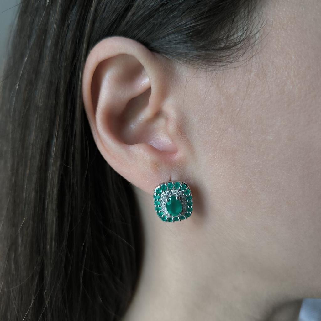 Silver Earrings with Natural Agate 3.033ct (2196303)