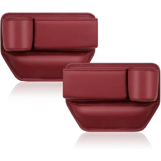 2PCS Car Seat Gap Filler Organizer with Car Cup Holder,Leather Car Side Seat Gap Filler Keeps Car Interior Tidy,Multifunctional Universal Car Front