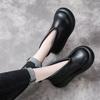 Slope heel short boots women's retro casual big head single boots autumn and winter muffin thick-soled British versatile personalized short Mart