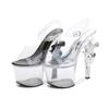 Fashion Women's 17cm Super High Heels Stiletto Waterproof Platform Transparent Crystal Sandals Nightclub Party Pole Dance Model Shoes