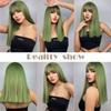 Green Synthetic Cosplay Wig with Bangs Medium Length Straight Wigs for Women Halloween Party Natural Hair Wig Heat Resistant