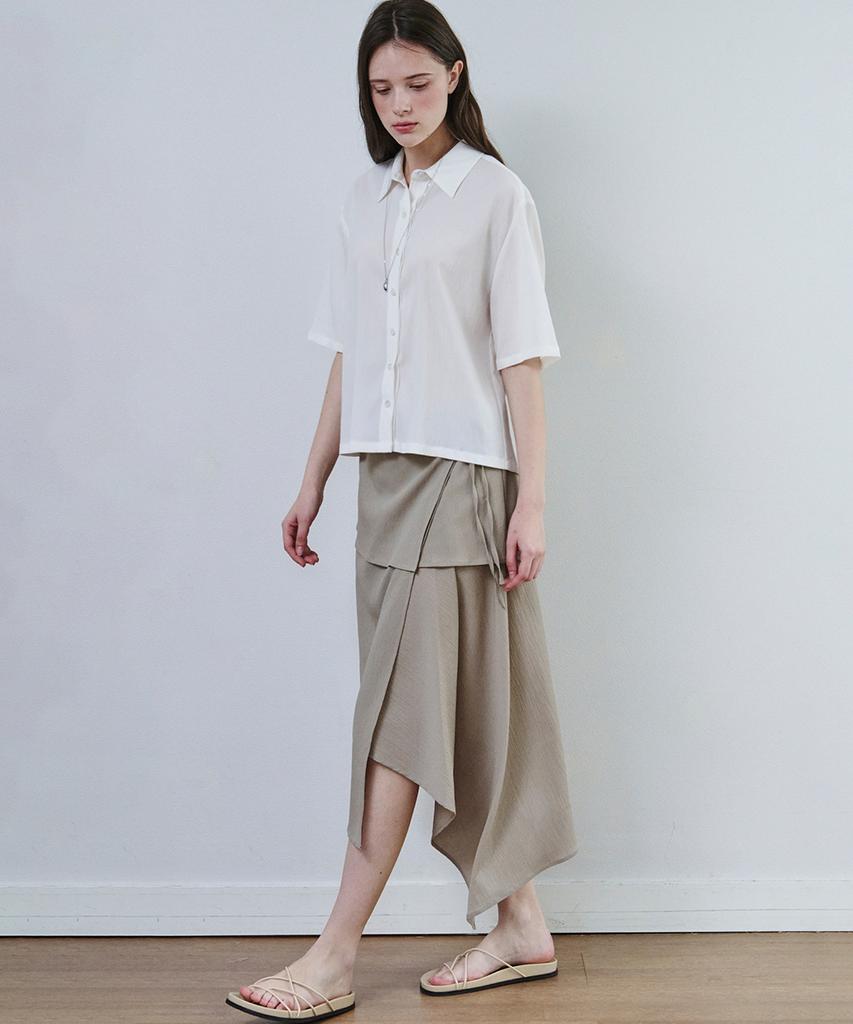 MALOUPE 4213 Crinkle Short Sleeve Shirt (Cream)