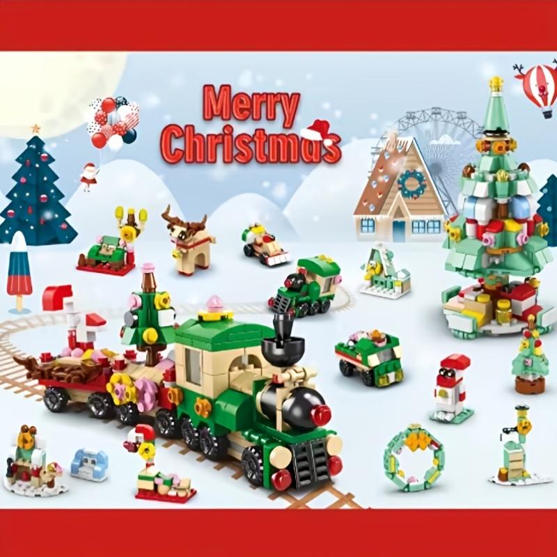 Christmas Theme Christmas Tree Train Building Blocks 544pcs, 6in1 Set, Kids Science Toy, Family Gathering, Birthday Gift