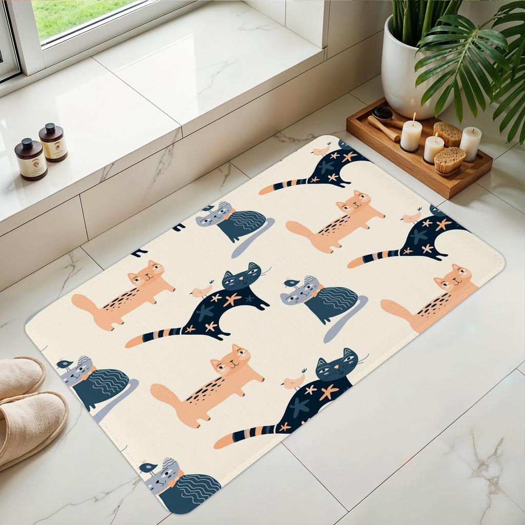 1PC Paw Prints Kitchen Rug Non-Slip Door Mats Pop Design Bathroom Rug Bath Mat Carpet for Home Sink Laundry Decor