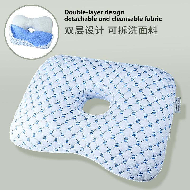 Soft Bamboo Fiber Single Hole Ear Pillow Elderly Patients Orthopedic Design Beauty Salon Adult Side Sleeping Pillow for Pressure