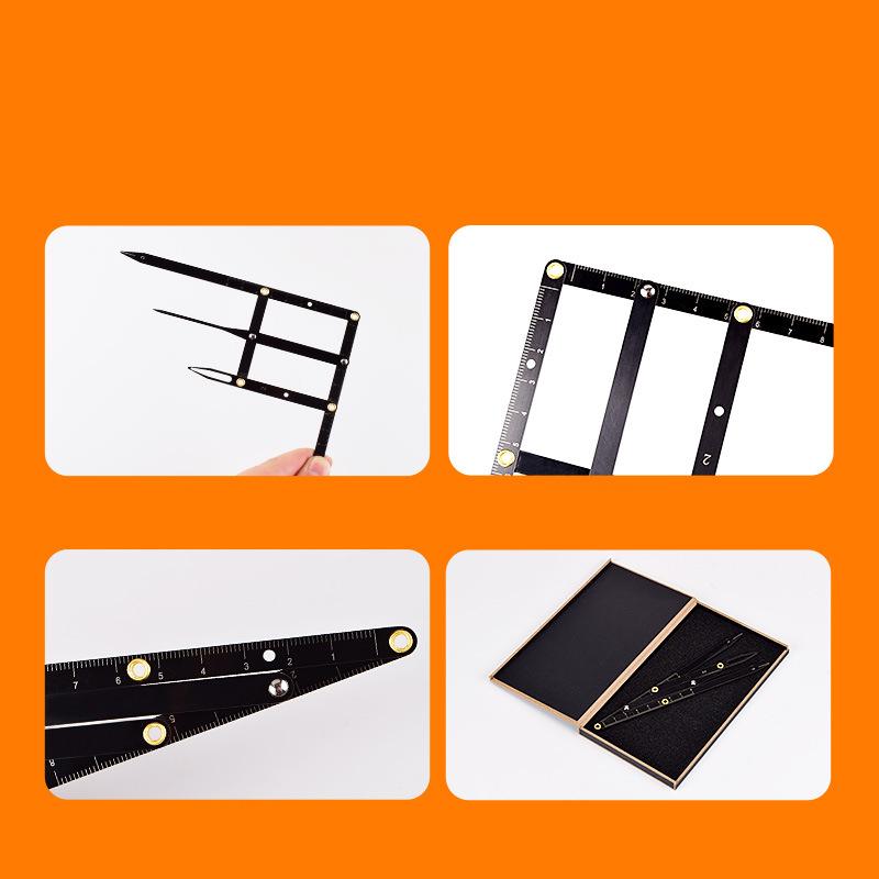 Augenbrauen Goldener Schnitt Messschieber Präzise Positionierung Faltbares Edelstahl Augenbrauen Messwerkzeug Schwarz