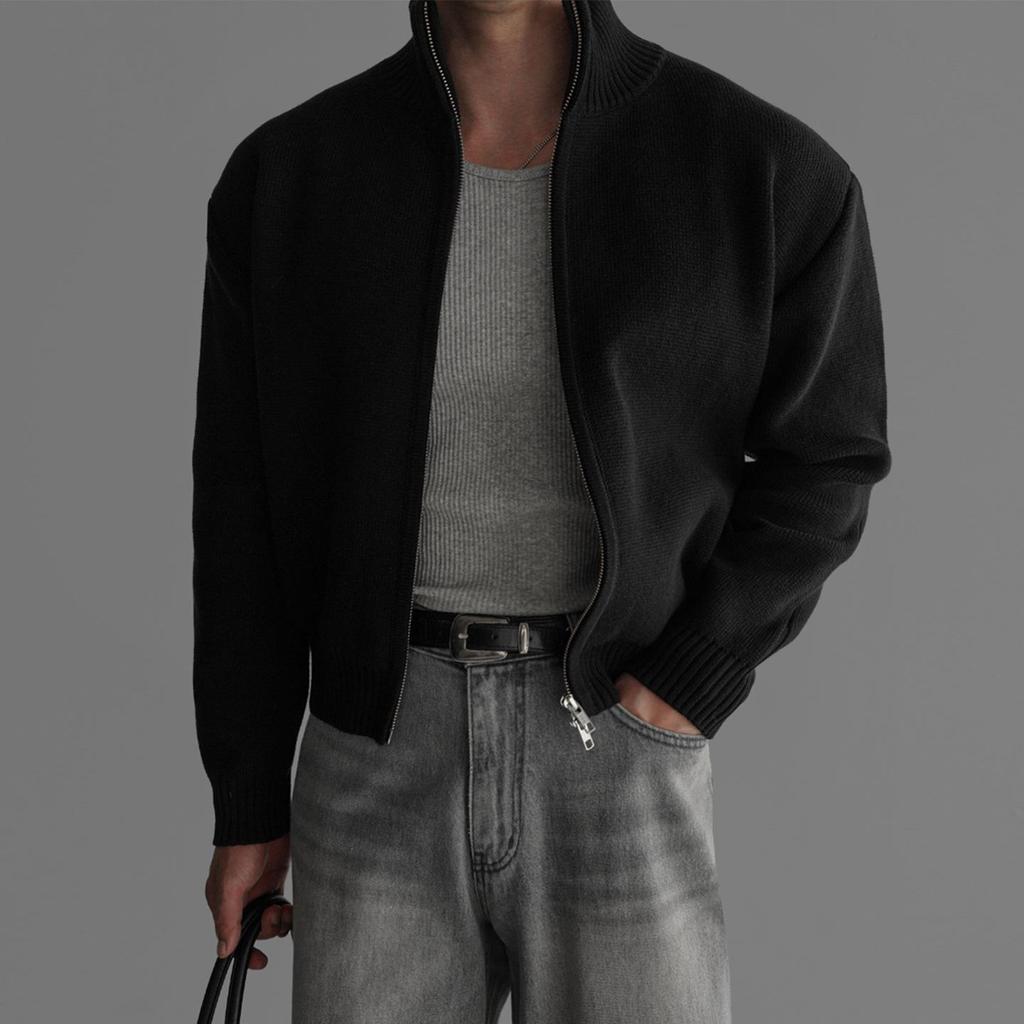 Herren Hochwertiger Strick-Reißverschluss-Cardigan im faulen Stil - Herbst/Winter Lockerer Freizeitpullover