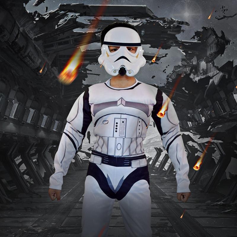 Halloween kids cosplay Star Wars costume Darth Vader onesie white soldier muscle suit